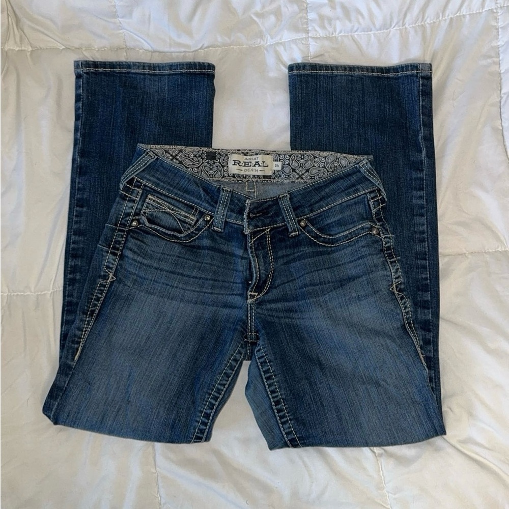 ARIAT Real Denim Mid Rise Stretch Original Boot Cut Jeans Womens Size 28s - Picture 4 of 7